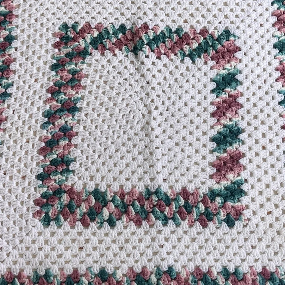 Handmade Vintage Crochet Baby Lap Afghan Blanket Throw 35